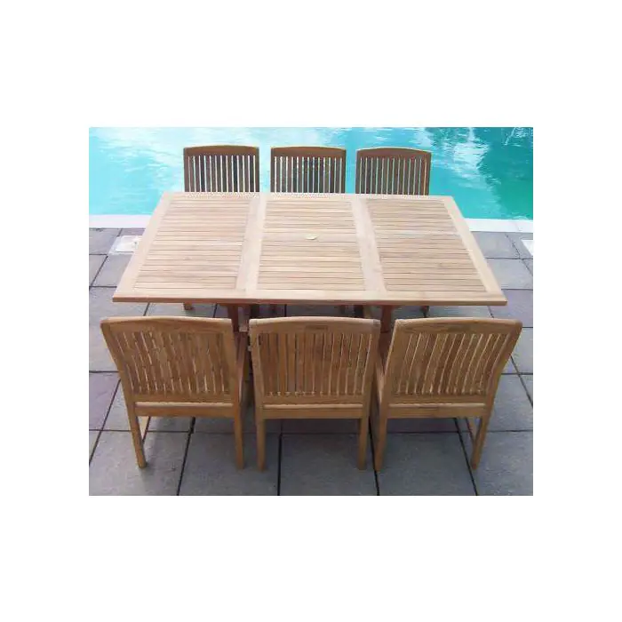 1.2m x 1.2m-1.8m Teak Square Extending Table with 6 Marley Chairs - 1