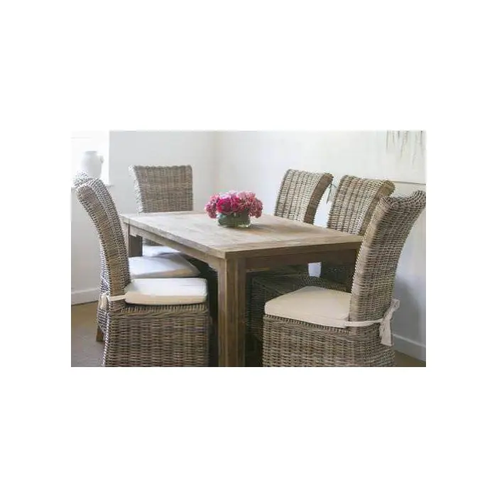 1.6m Reclaimed Teak Taplock Dining Table with 6 Latifa Chairs - 3