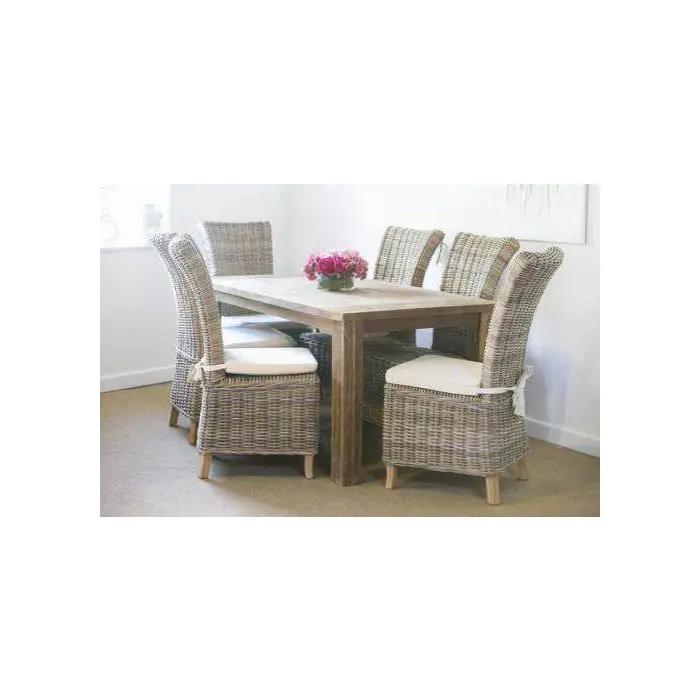 1.6m Reclaimed Teak Taplock Dining Table with 6 Latifa Chairs - 4