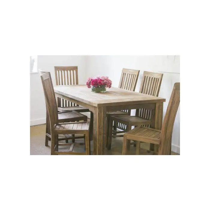 1.6m Reclaimed Teak Taplock Dining Table with 6 Santos Chairs - 1