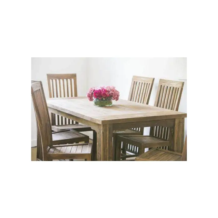 1.6m Reclaimed Teak Taplock Dining Table with 6 Santos Chairs - 2