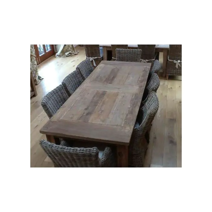 2.4m Reclaimed Teak Mexico Dining Table with 8 Donna Chairs - 2