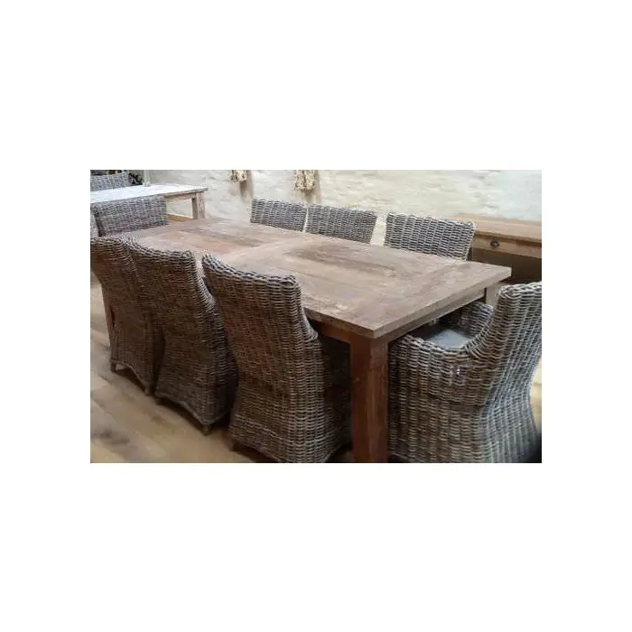 2.4m Reclaimed Teak Mexico Dining Table with 8 Donna Chairs - 1
