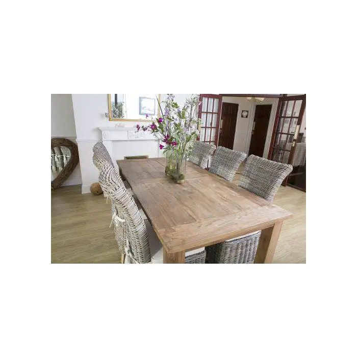 2.4m Reclaimed Teak Mexico Dining Table with 6 Latifa Chairs & 2 Armchairs - 1