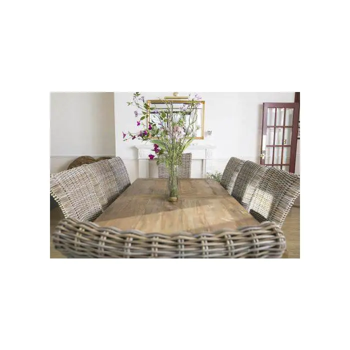 2.4m Reclaimed Teak Mexico Dining Table with 6 Latifa Chairs & 2 Armchairs - 6