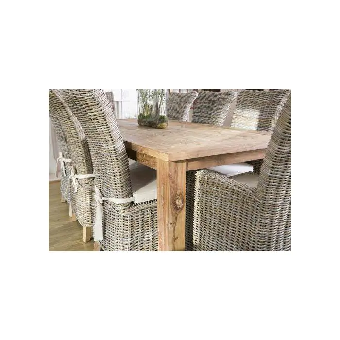 2.4m Reclaimed Teak Mexico Dining Table with 6 Latifa Chairs & 2 Armchairs - 2