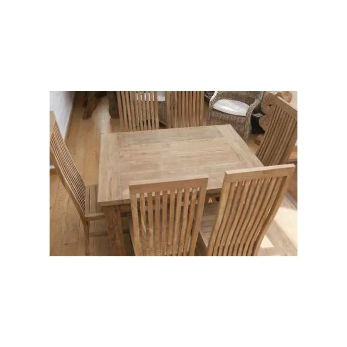 1.6m Reclaimed Teak Taplock Dining Table with 6 Vikka Chairs - 3