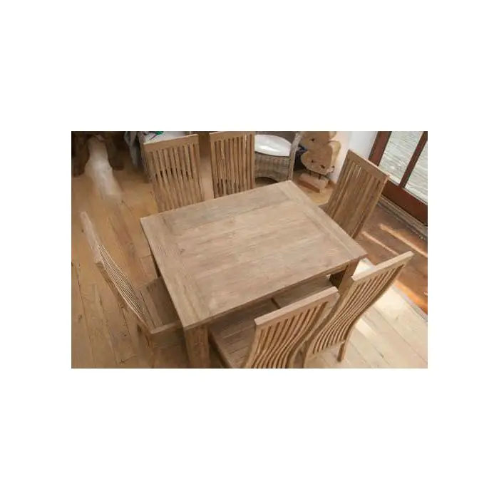 1.6m Reclaimed Teak Taplock Dining Table with 6 Vikka Chairs - 1