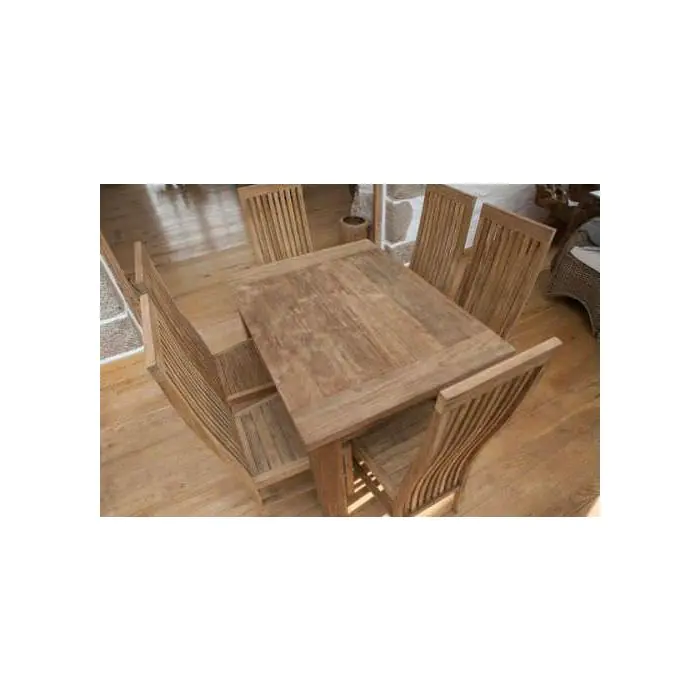1.6m Reclaimed Teak Taplock Dining Table with 6 Vikka Chairs - 4