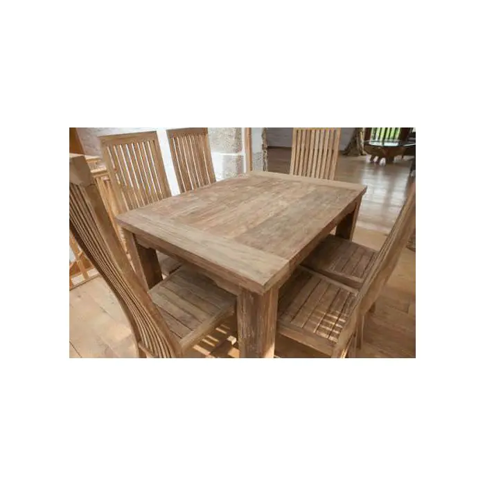 1.6m Reclaimed Teak Taplock Dining Table with 6 Vikka Chairs - 2