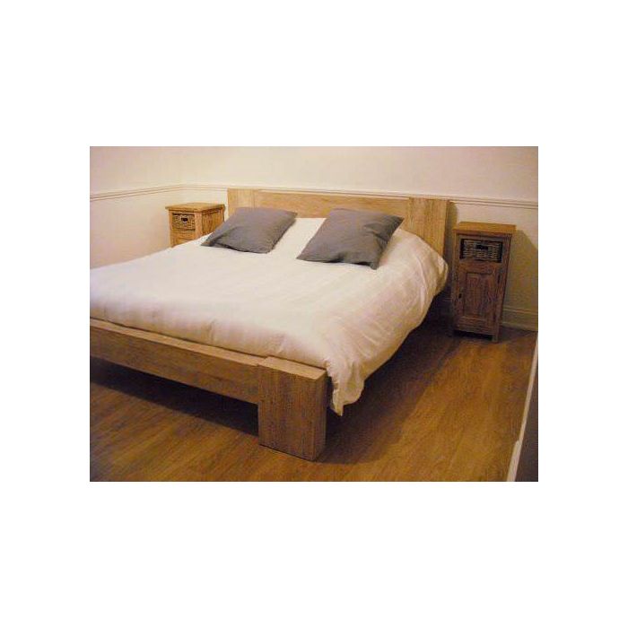 Reclaimed Teak Chunky Bed Frame Natural, Teak Bedroom Furniture Uk