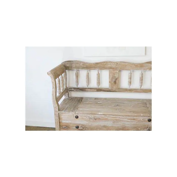 Reclaimed Teak Country Bench with Storage Compartment - 7