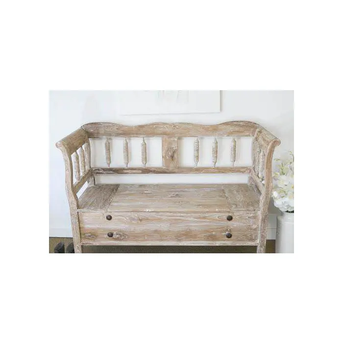 Reclaimed Teak Country Bench with Storage Compartment - 3