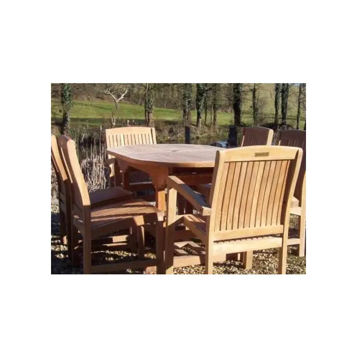 1.6m Teak Oval Pedestal Table with 4 Marley Chairs & 2 Marley Armchairs - 2