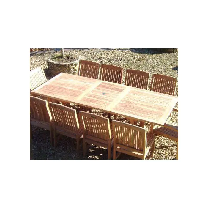 1m x 1.8m - 2.4m Teak Rectangular Extending Table with 8 Marley Chairs and 2 Armchairs - 6