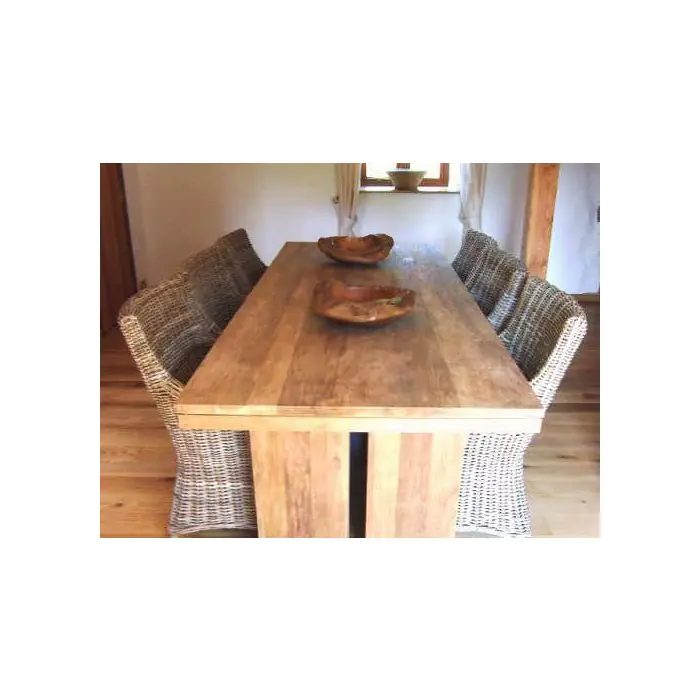 2.4m Reclaimed Teak Dining Table with 6 Donna Dining Chairs - 2