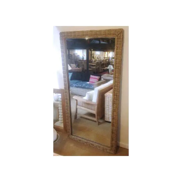 Natural Kubu Grey Wicker Mirror - Rectangular - 6