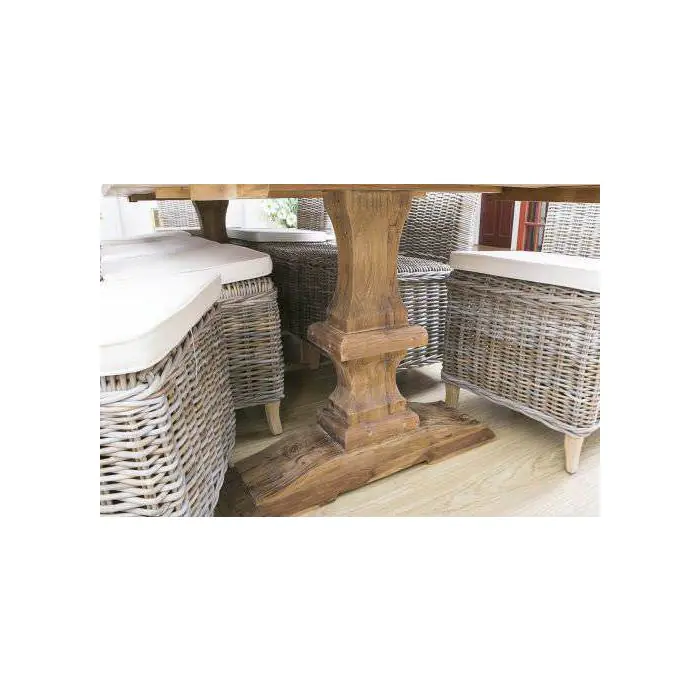 2.4m Monastery Reclaimed Teak Dining Table with 8 Latifa Chairs - 0