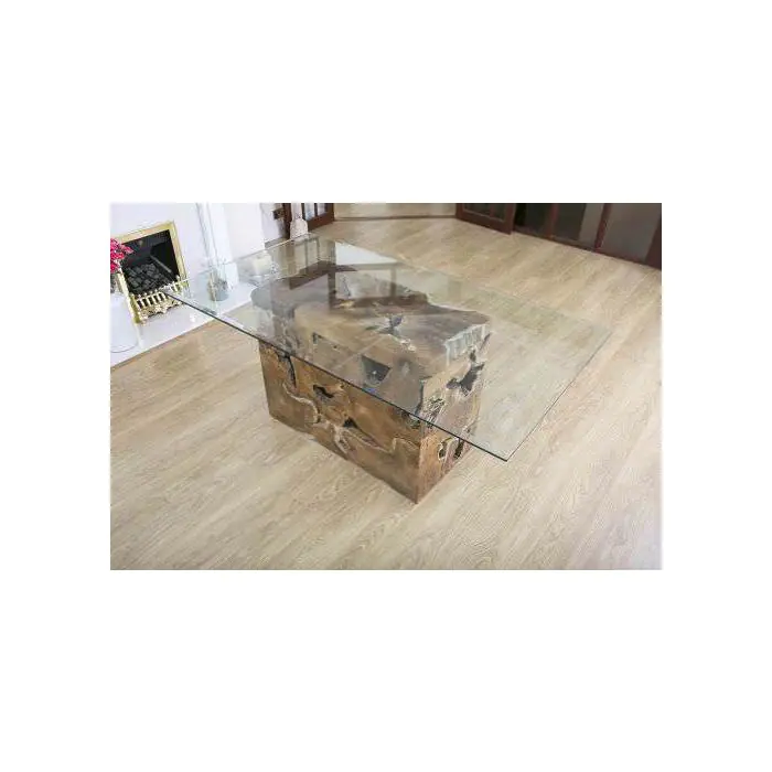 1.8m x 1.2m Reclaimed Teak Root Block Rectangular Dining Table - 0