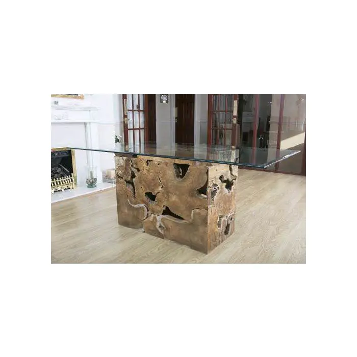 1.8m x 1.2m Reclaimed Teak Root Block Rectangular Dining Table - 6