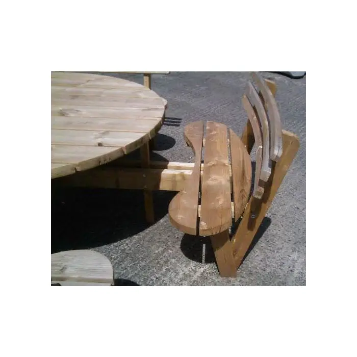 Douglas Fir Circular Picnic Bench with Backrests - 3