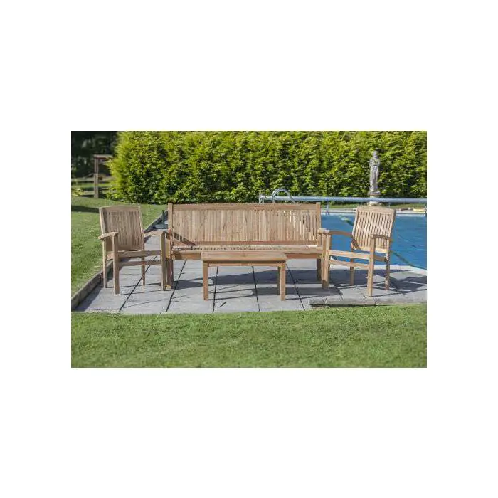Marley Teak Garden Bench & Armchair Set - 2