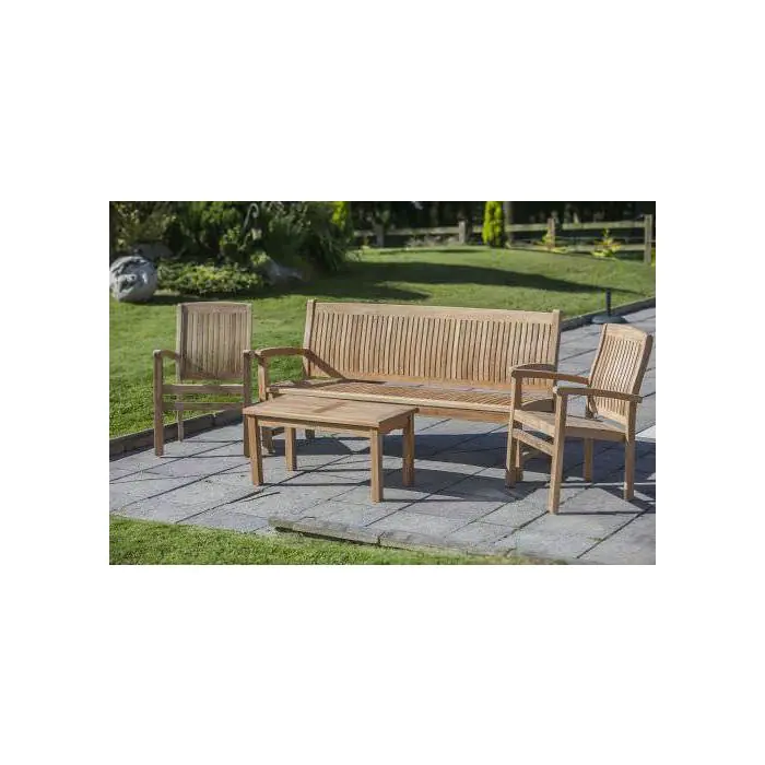 Marley Teak Garden Bench & Armchair Set - 3