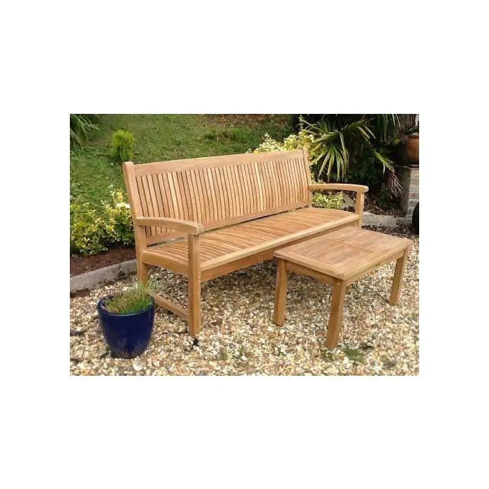 Marley Teak Garden Bench & Armchair Set - 7