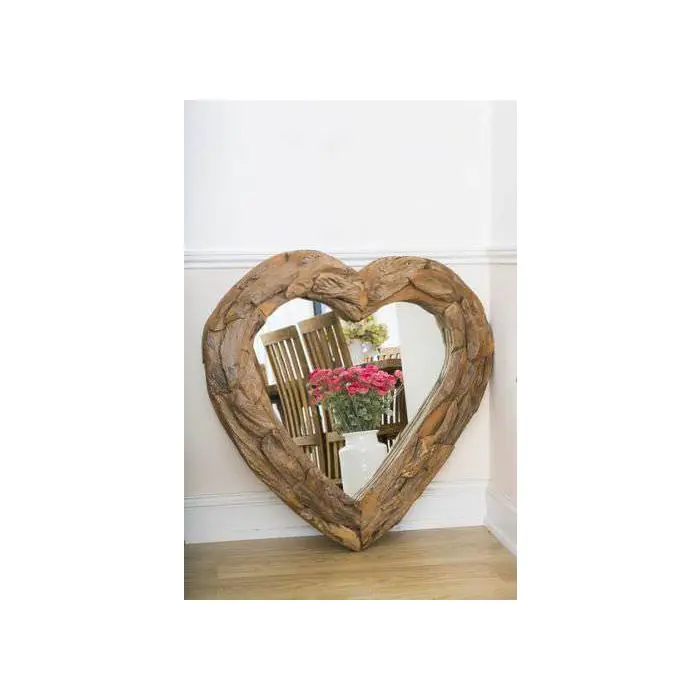 Reclaimed Teak Root Heart Mirror - 2 Sizes - 1