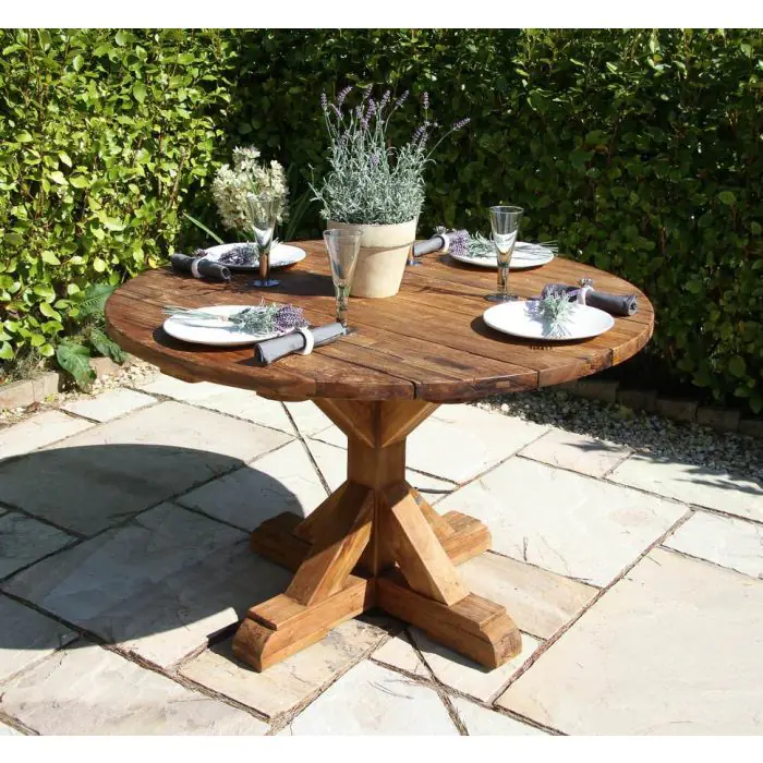 1.5m Reclaimed Teak Outdoor Open Slatted Dartmouth Table with 6 Marley Armchairs - 5