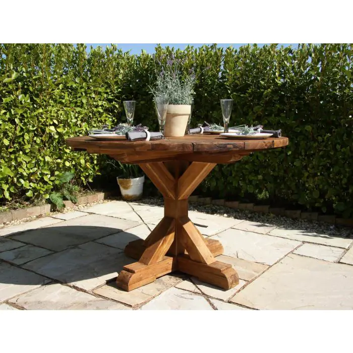 1.5m Reclaimed Teak Outdoor Open Slatted Dartmouth Table with 6 Marley Armchairs - 6