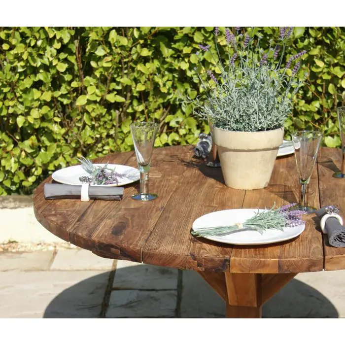 1.5m Reclaimed Teak Outdoor Open Slatted Dartmouth Table with 6 Marley Armchairs - 8