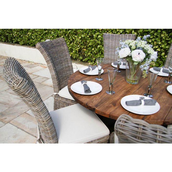 1.2m Reclaimed Teak Outdoor Open Slatted Dartmouth Table with 6 Latifa
