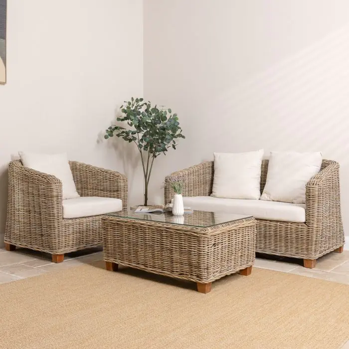 Bali Natural Wicker Sofa Set - 2