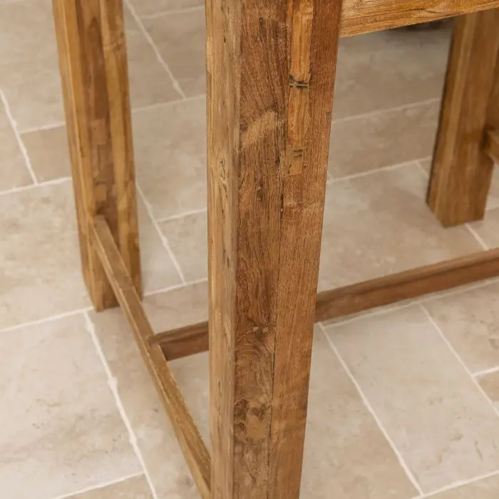 90cm Reclaimed Teak Square Bar Table with 2 Kubu Wicker Bar Stools - 13