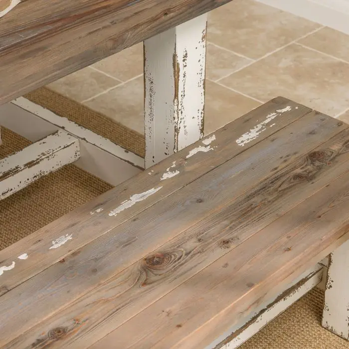 2.4m Coastal Dining Table with 2 Backless Benches - 5