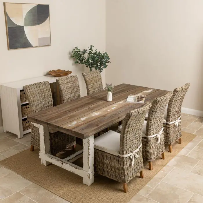 2.4m Coastal Dining Table with 6 Latifa Chairs - 1