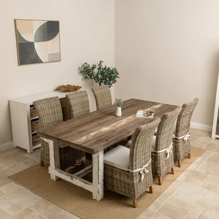 2.4m Coastal Dining Table with 6 Latifa Chairs - 2