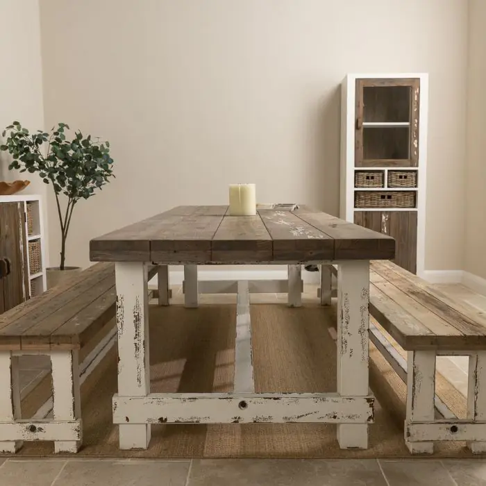 3m Coastal Dining Table with 2 Backless Benches - 3