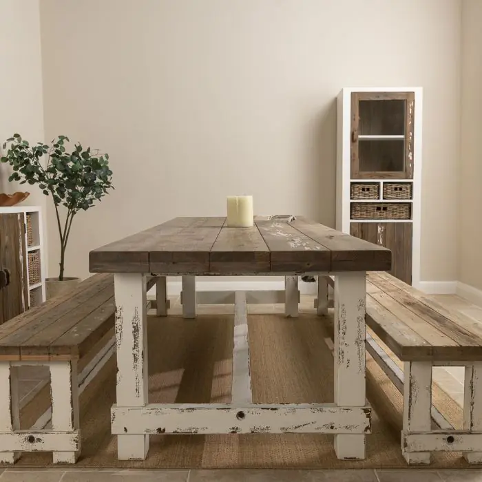 3m Coastal Dining Table with 2 Backless Benches - 4