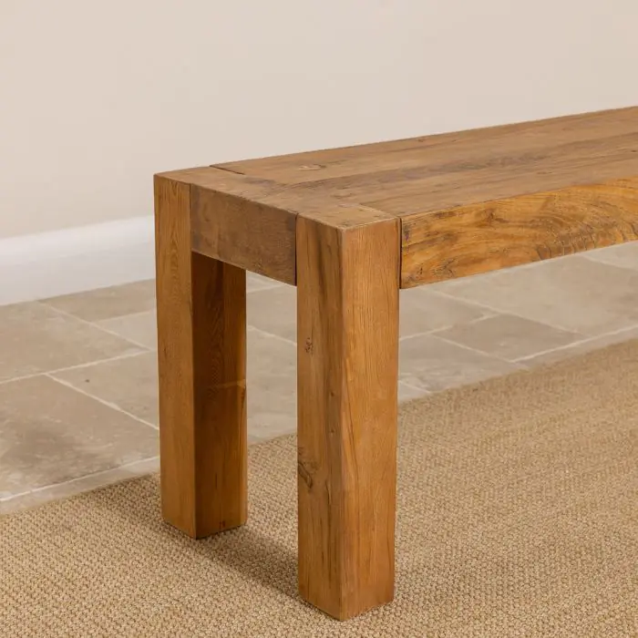 1.8m Reclaimed Elm Chunky Style Backless Bench - 8