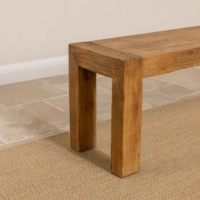 1.8m Reclaimed Elm Chunky Style Backless Bench - 9