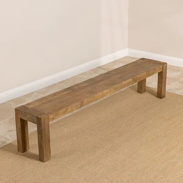 2.4m Reclaimed Elm Chunky Style Dining Table with 2 Backless Benches - 8