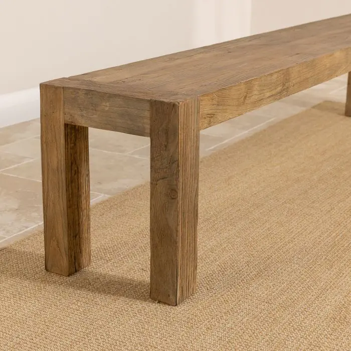 213cm Reclaimed Elm Chunky Style Backless Bench - 3