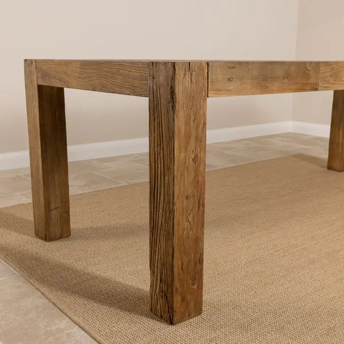 2.4m Reclaimed Elm Chunky Style Dining Table with 2 Backless Benches - 5