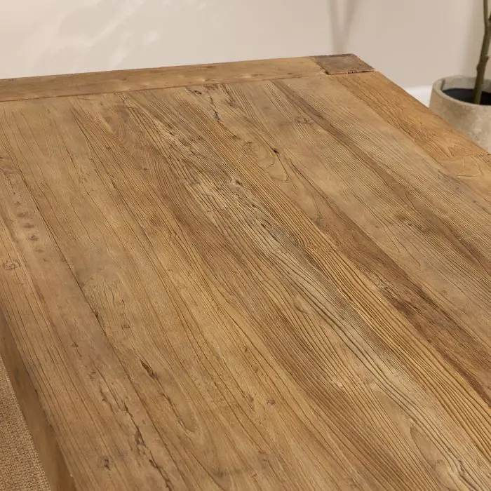 2.4m Reclaimed Elm Chunky Style Dining Table with 5 Latifa Chairs & 2 Backless Benches - 9