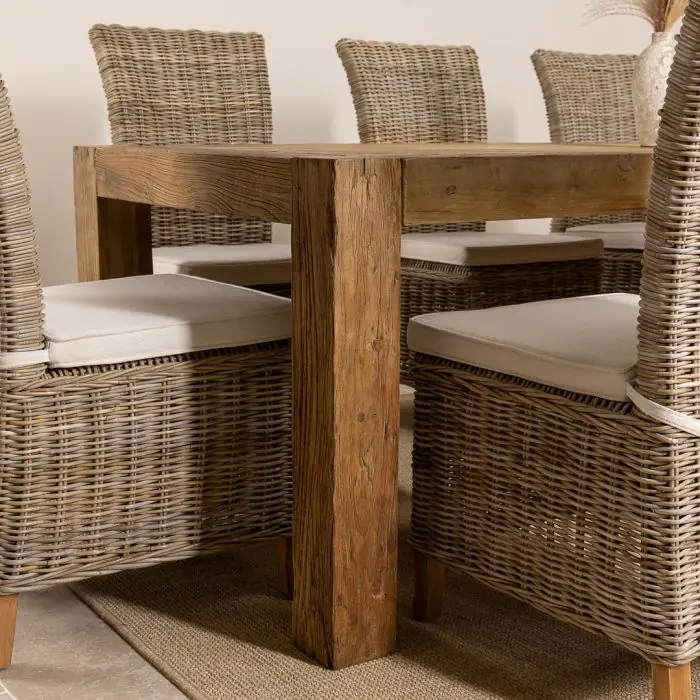 2.4m Reclaimed Elm Chunky Style Dining Table With 6 or 8 Latifa Dining Chairs - 4