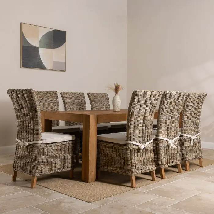 2.4m Reclaimed Elm Chunky Style Dining Table With 6 or 8 Latifa Dining Chairs - 2