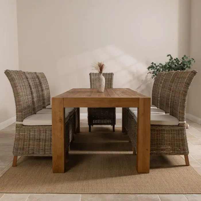 2.4m Reclaimed Elm Chunky Style Dining Table With 6 or 8 Latifa Dining Chairs - 1