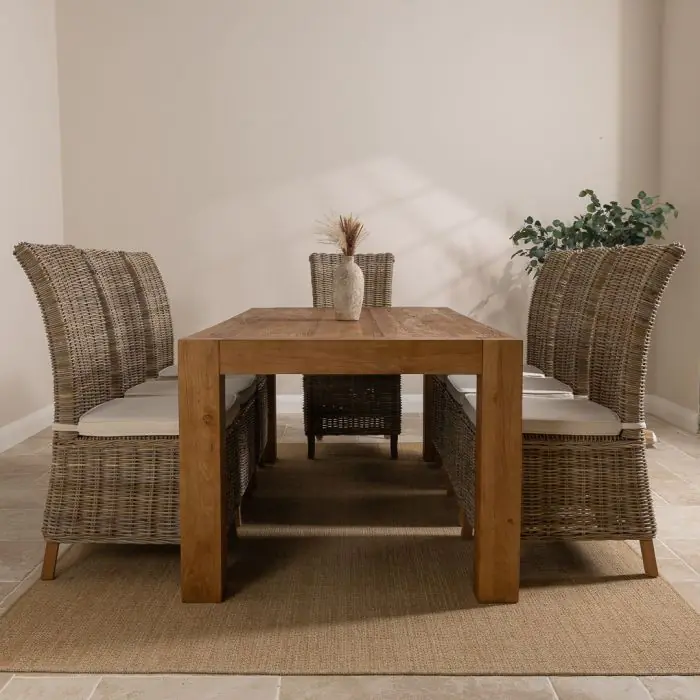 2m Reclaimed Elm Chunky Style Dining Table with 8 Latifa Chairs - 3